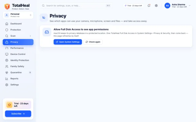 TotalHeal — Privacy